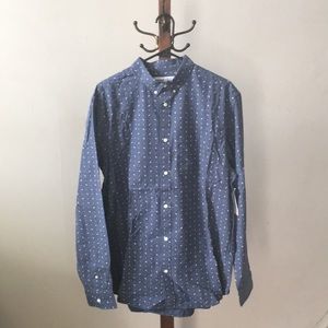 LARGE TALL button down, navy leaf pattern, NWT